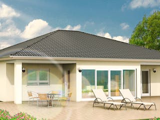Massivhaus Family 40.25 von hebelHAUS Schlüsselfertig ab 300000€, Bungalow Außenansicht 1