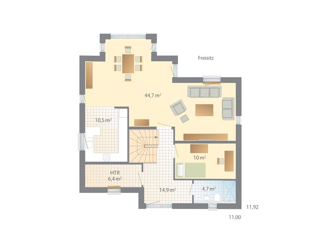 Fertighaus Fanö von Danhaus Deutschland, Satteldach-Klassiker Grundriss 1