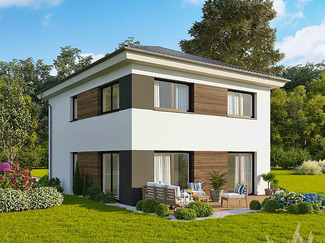 Massivhaus Concept Design 122 edition - Walmdach von FAVORIT Massivhaus Schlüsselfertig ab 304590€, Stadtvilla Außenansicht 1