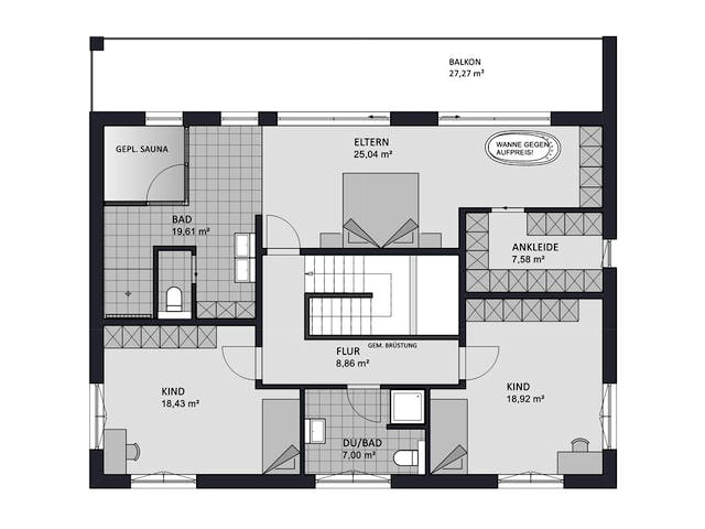 Massivhaus Concept Design 245 edition von FAVORIT Massivhaus Schlüsselfertig ab 530310€, Cubushaus Grundriss 2