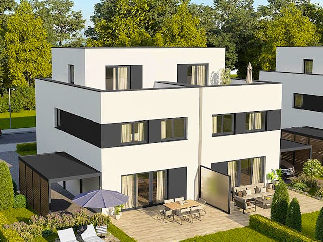Massivhaus Finesse 166 edition von FAVORIT Massivhaus Schlüsselfertig ab 343400€, Cubushaus Außenansicht 1 Massivhaus Finesse 166 edition von FAVORIT Massivhaus Schlüsselfertig ab 343400€, Cubushaus Außenansicht 1