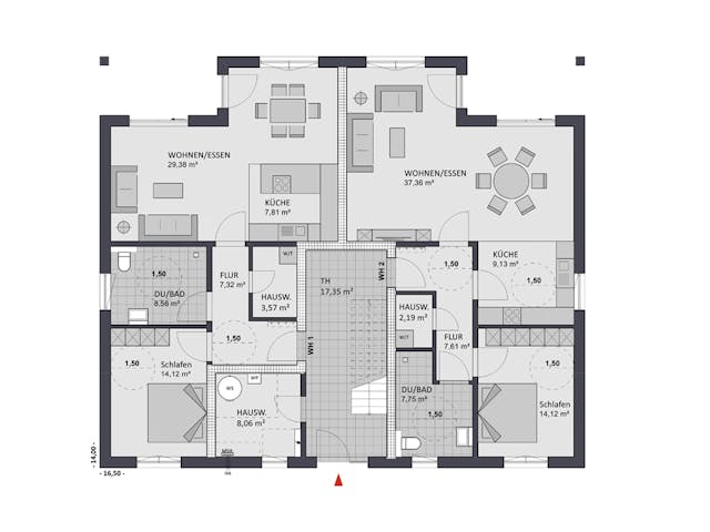 Massivhaus Format 6-484 von Favorit Massivhaus - Mehrfamilienhäuser Schlüsselfertig ab 1148720€, Grundriss 1