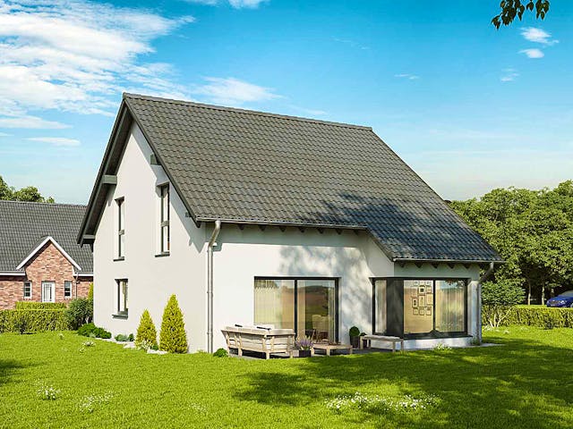 Massivhaus Noblesse 142 editon von FAVORIT Massivhaus Schlüsselfertig ab 333990€, Satteldach-Klassiker Außenansicht 1 Massivhaus Noblesse 142 editon von FAVORIT Massivhaus Schlüsselfertig ab 333990€, Satteldach-Klassiker Außenansicht 1