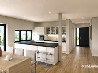 Fertighaus Einfamilienhaus Premium 136 von Naturholzhaus Bayern, Satteldach-Klassiker Innenansicht 1