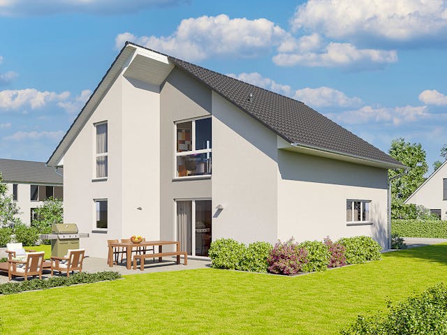 Massivhaus Architektenhaus Ammersee von Febro Massivhaus Schlüsselfertig ab 273900€, Satteldach-Klassiker Außenansicht 1