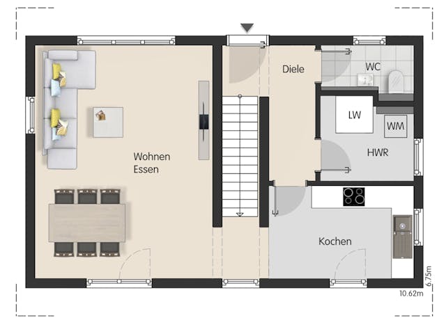 Massivhaus Architektenhaus Berlin von Febro Massivhaus Schlüsselfertig ab 234100€, Satteldach-Klassiker Grundriss 1
