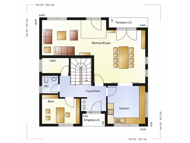 Massivhaus Stadtvilla Bremen von Febro Massivhaus Schlüsselfertig ab 371700€, Stadtvilla Grundriss 1 Massivhaus Stadtvilla Bremen von Febro Massivhaus Schlüsselfertig ab 371700€, Stadtvilla Grundriss 1