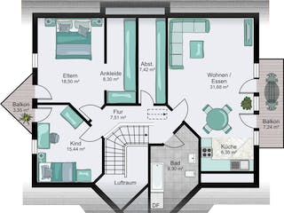 Fertighaus Fellbach von STREIF Haus, Satteldach-Klassiker Grundriss 2
