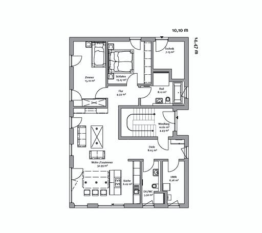 Fertighaus Dreifamilienhaus 324 von FischerHaus Schlüsselfertig ab 875460€, Satteldach-Klassiker Grundriss 1