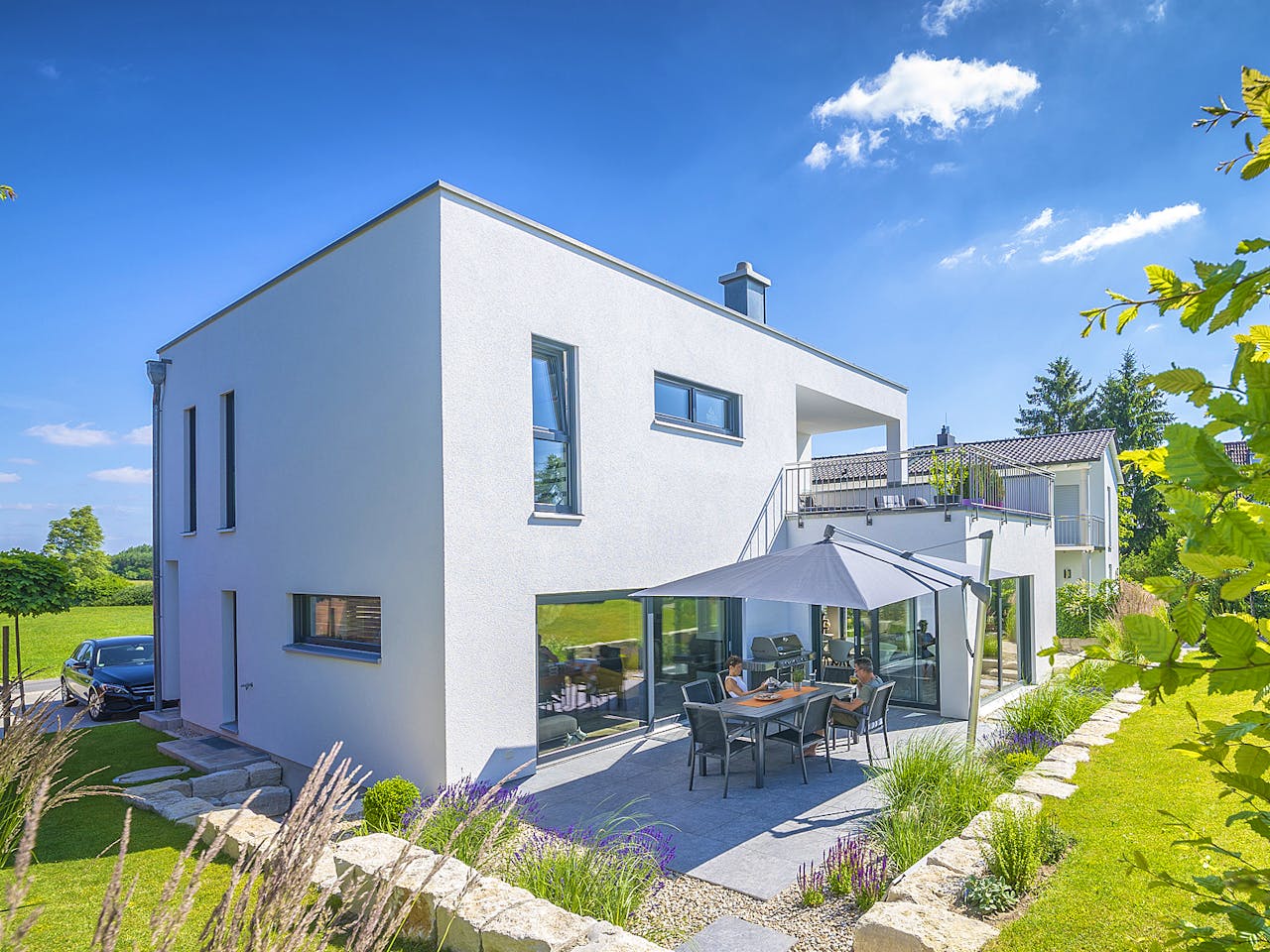 Fertighaus Bauhaus 190 von FischerHaus Schlüsselfertig ab 601920€, Cubushaus Außenansicht 1