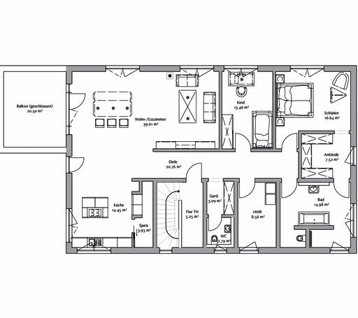 Fertighaus Bauhaus 333 von FischerHaus Schlüsselfertig ab 732600€, Cubushaus Grundriss 2