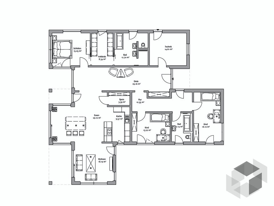 Bungalow 200 von FischerHaus Grundriss