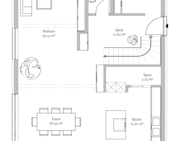Fertighaus Klassisch 156 von FischerHaus Schlüsselfertig ab 453024€, Satteldach-Klassiker Grundriss 1