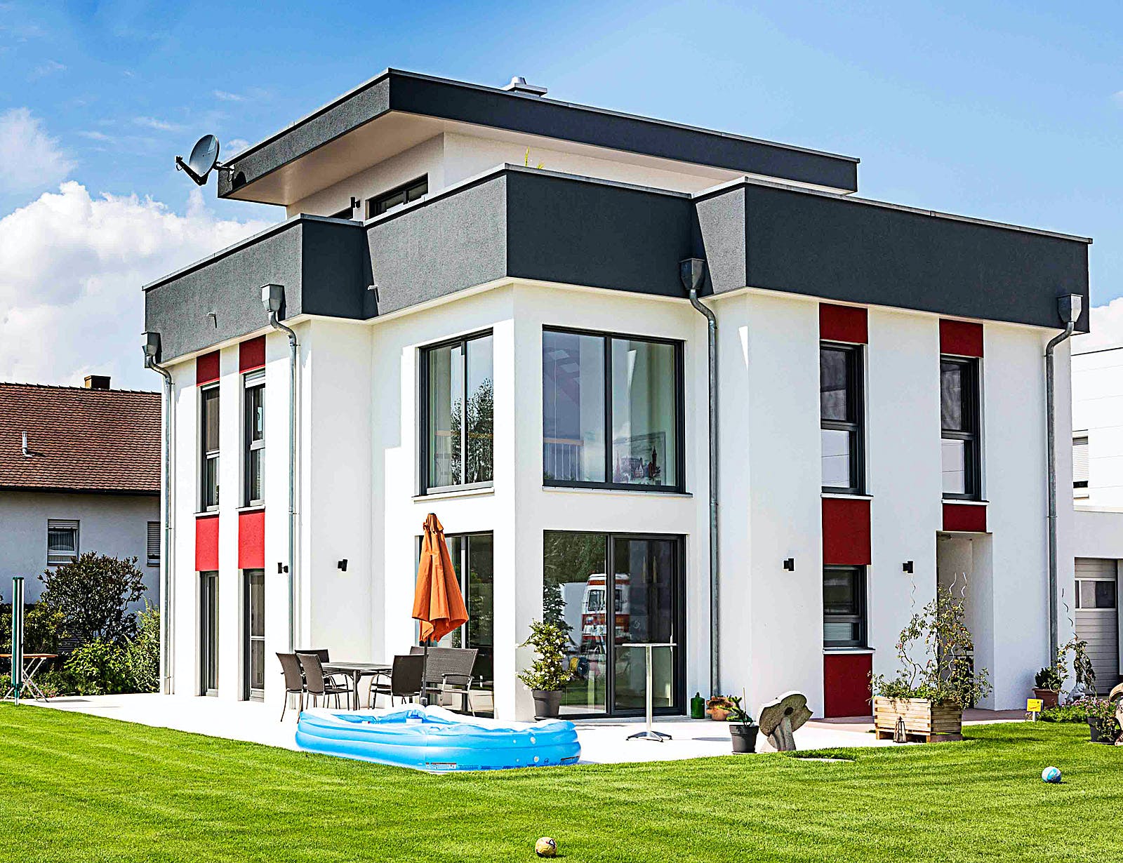 Fertighaus Bauhaus 175 von FischerHaus Schlüsselfertig ab 412640€, Cubushaus Außenansicht 1