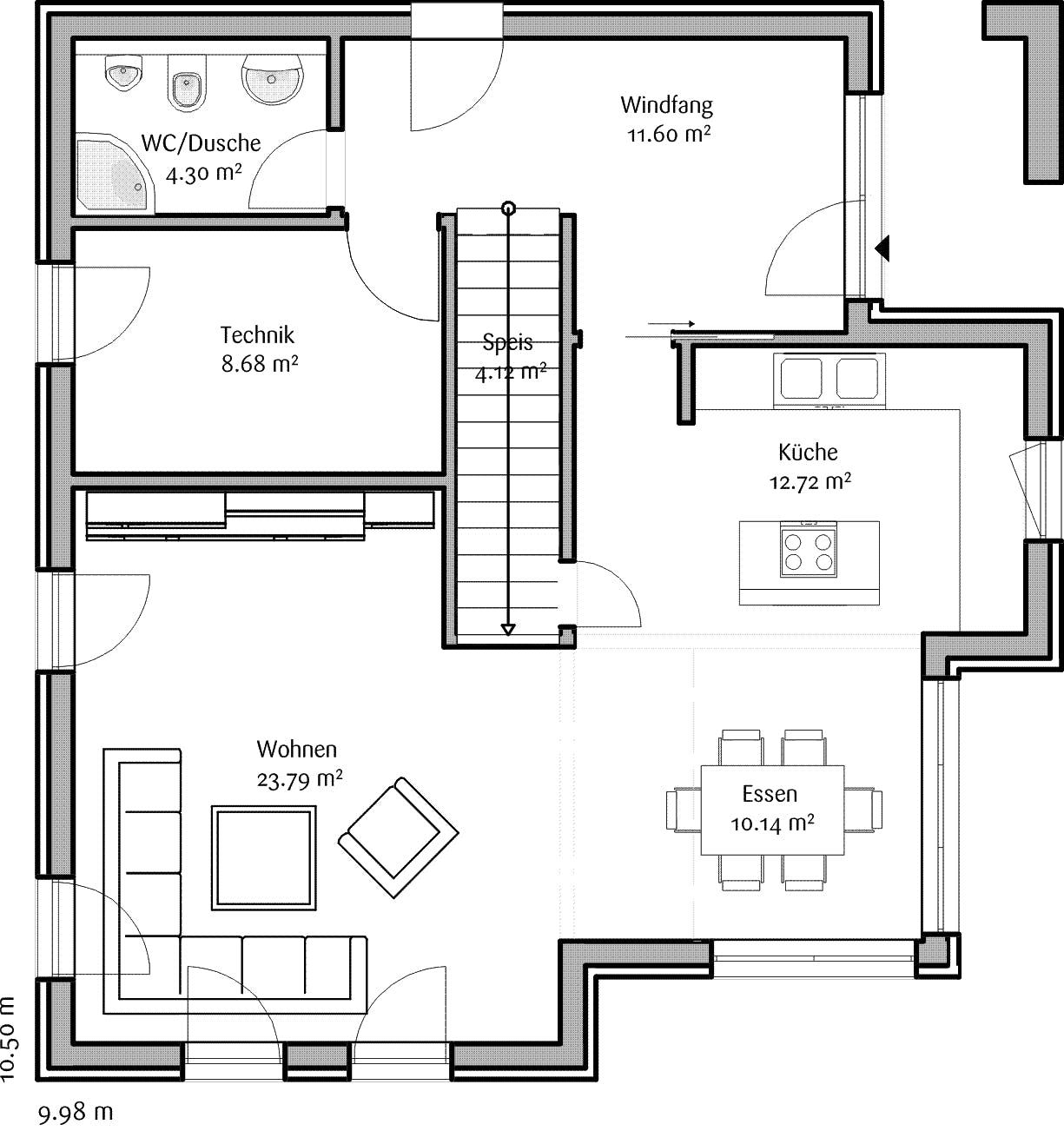 Fertighaus Bauhaus 175 von FischerHaus Schlüsselfertig ab 412640€, Cubushaus Grundriss 1