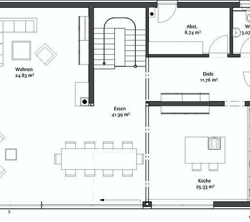 Fertighaus Bauhaus 221 von FischerHaus Schlüsselfertig ab 437997€, Cubushaus Grundriss 1