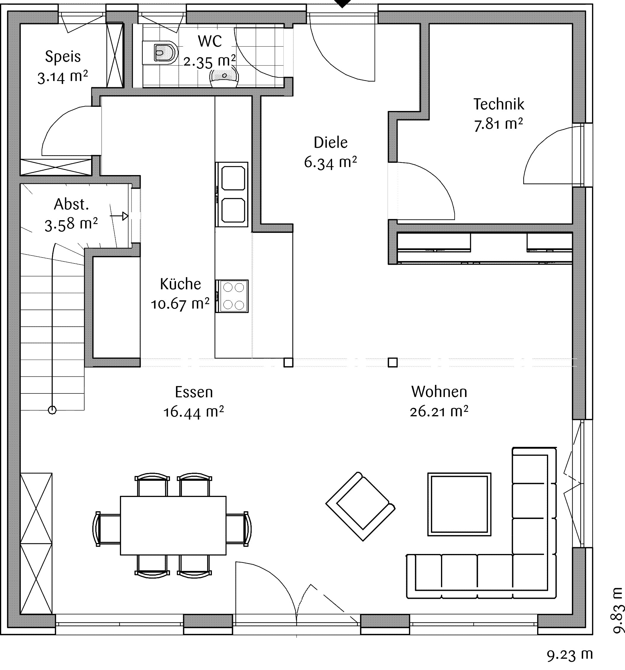 Fertighaus Stadtvilla 148 von FischerHaus Schlüsselfertig ab 343362€, Stadtvilla Grundriss 1