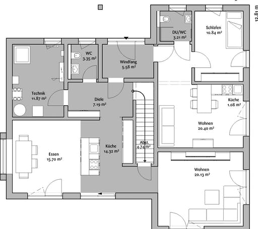 Fertighaus Musterhaus CubeX von FischerHaus Schlüsselfertig ab 514142€, Cubushaus Grundriss 1