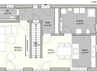 Fertighaus Musterhaus Julius von FischerHaus Schlüsselfertig ab 300377€, Cubushaus Grundriss 1