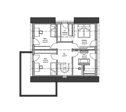 Fertighaus Musterhaus Seegarten von FischerHaus Schlüsselfertig ab 329351€, Satteldach-Klassiker Grundriss 2