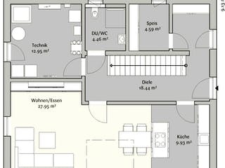 Fertighaus Modern 145 von FischerHaus Schlüsselfertig ab 435521€, Satteldach-Klassiker Grundriss 1
