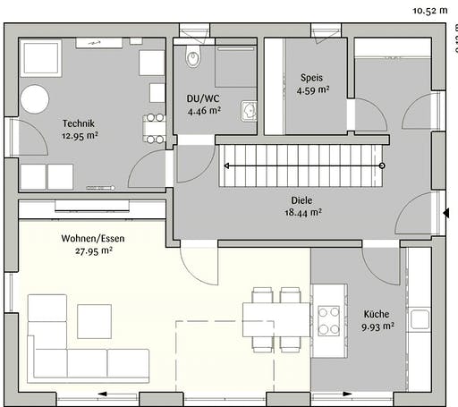 Fertighaus Modern 145 von FischerHaus Schlüsselfertig ab 329940€, Satteldach-Klassiker Grundriss 1