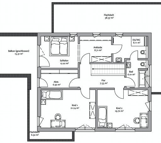 Fertighaus Modern 178 von FischerHaus Schlüsselfertig ab 391600€, Satteldach-Klassiker Grundriss 2