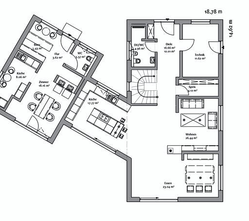 Fertighaus Modern 240 von FischerHaus Schlüsselfertig ab 528000€, Pultdachhaus Grundriss 1