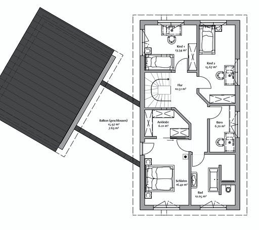 Fertighaus Modern 240 von FischerHaus Schlüsselfertig ab 528000€, Pultdachhaus Grundriss 2