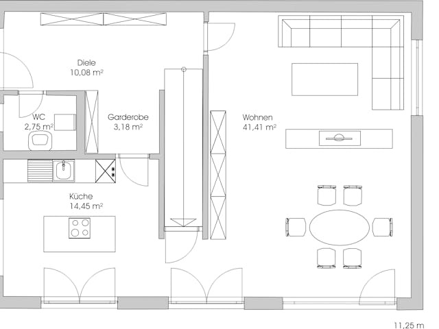 Fertighaus Modern 173 von FischerHaus Schlüsselfertig ab 502392€, Cubushaus Grundriss 1