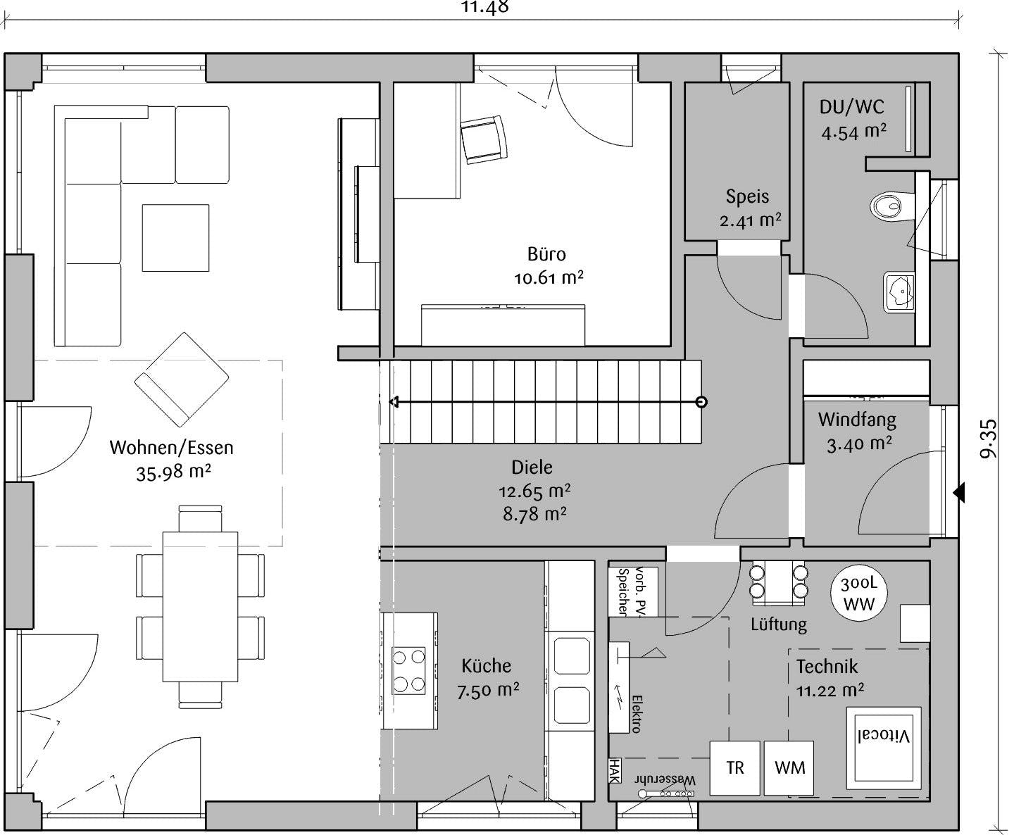 Fertighaus Stadtvilla 160 von FischerHaus Schlüsselfertig ab 374790€, Stadtvilla Grundriss 1