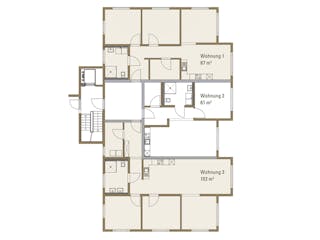 Fertighaus Mehrfamilienhaus in Oberrot von Fertighaus WEISS - Mehrfamilienhäuser, Pultdachhaus Grundriss 1