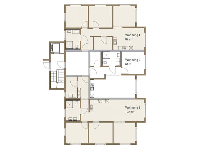 Fertighaus Mehrfamilienhaus in Oberrot von Fertighaus WEISS - Mehrfamilienhäuser, Pultdachhaus Grundriss 1