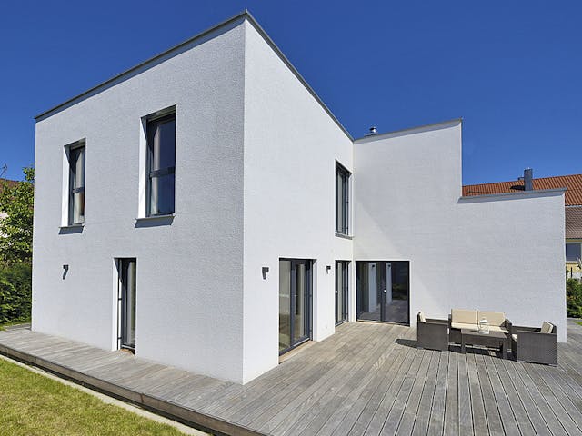 Fertighaus Haus Jacobi von Fertighaus WEISS Schlüsselfertig ab 501934€, Cubushaus Außenansicht 2