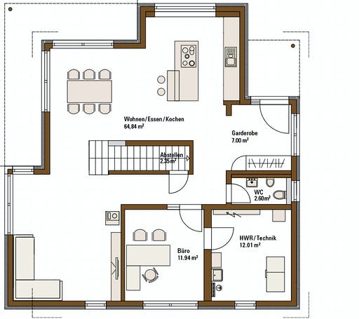 Fertighaus MH RELAX Fellbach von Fertighaus WEISS Schlüsselfertig ab 486000€, Satteldach-Klassiker Grundriss 1