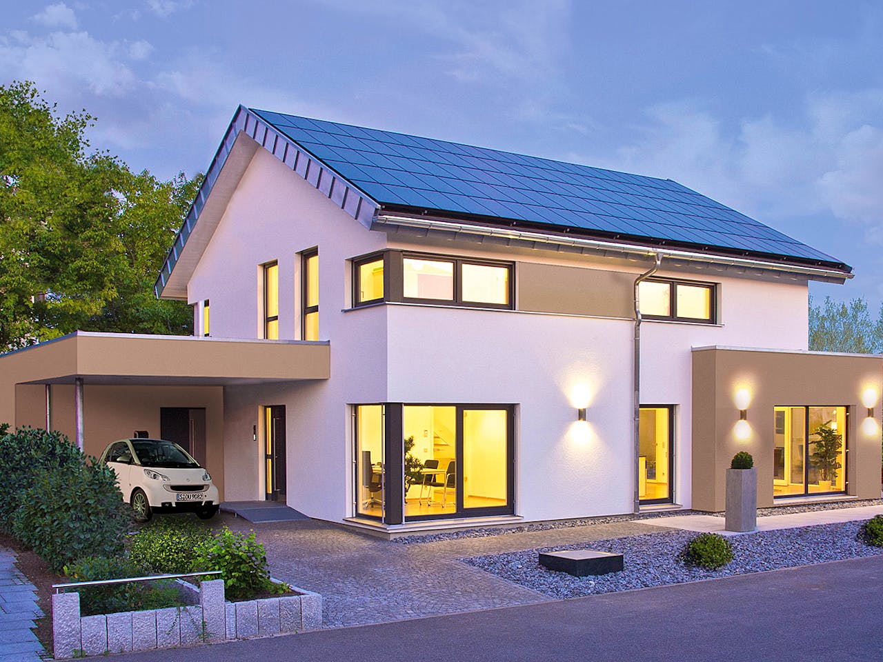 Fertighaus MH Mannheim - FUTURE von WEISS Holzhaus Schlüsselfertig ab 539252€, Satteldach-Klassiker Außenansicht 1