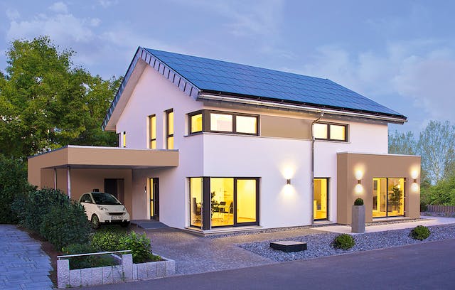 Fertighaus MH Mannheim - FUTURE von WEISS Holzhaus Schlüsselfertig ab 539252€, Satteldach-Klassiker Außenansicht 1