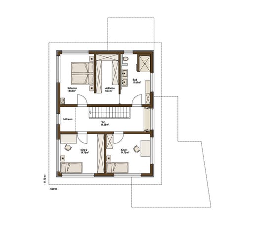 Fertighaus MH Balance Poing von Fertighaus WEISS Schlüsselfertig ab 425000€, Satteldach-Klassiker Grundriss 2