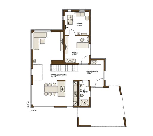 Fertighaus MH Balance Poing von Fertighaus WEISS Schlüsselfertig ab 425000€, Satteldach-Klassiker Grundriss 1