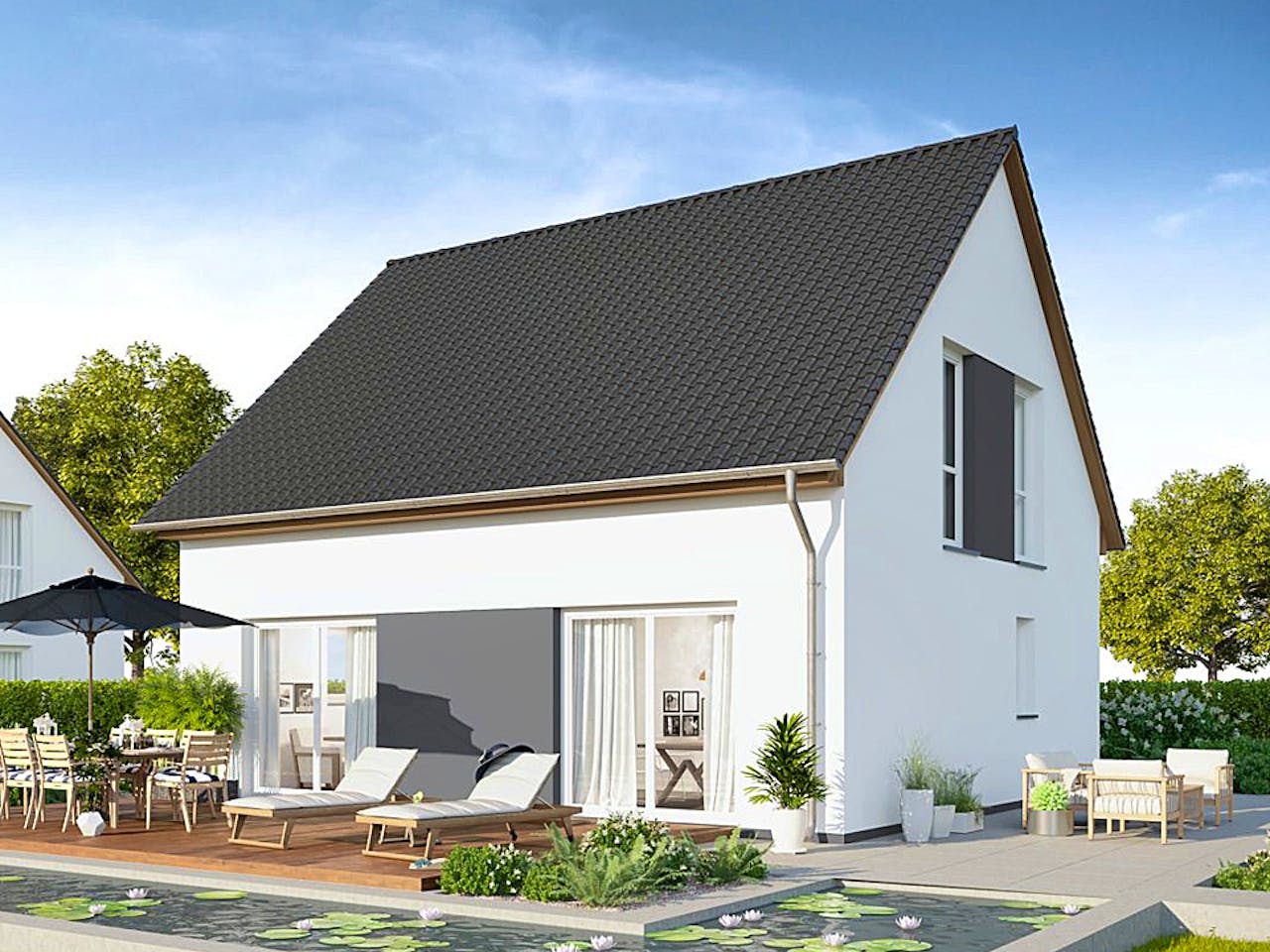 Massivhaus Stadthaus Chemnitz von FIBAV Massivhaus, Satteldach-Klassiker Außenansicht 1