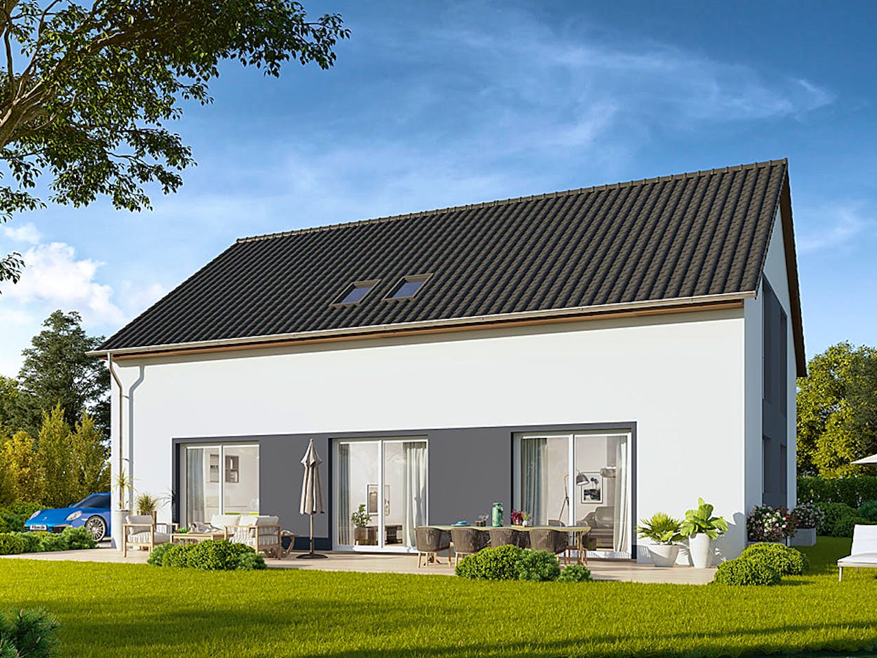 Massivhaus Stadthaus Cuxhaven von FIBAV Massivhaus, Satteldach-Klassiker Außenansicht 1