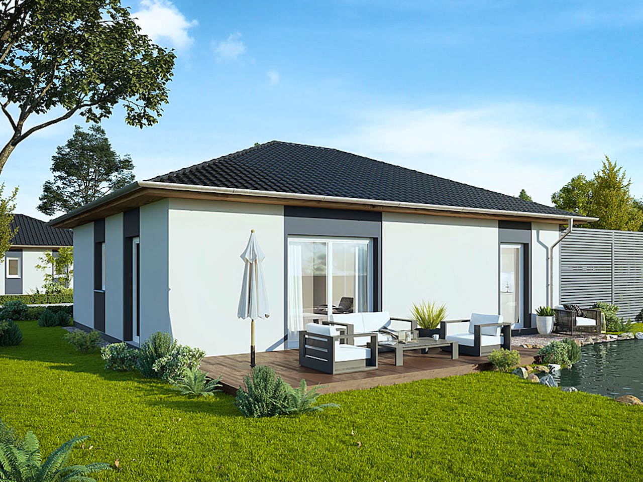 Massivhaus Falkensee von FIBAV Massivhaus, Bungalow Außenansicht 1