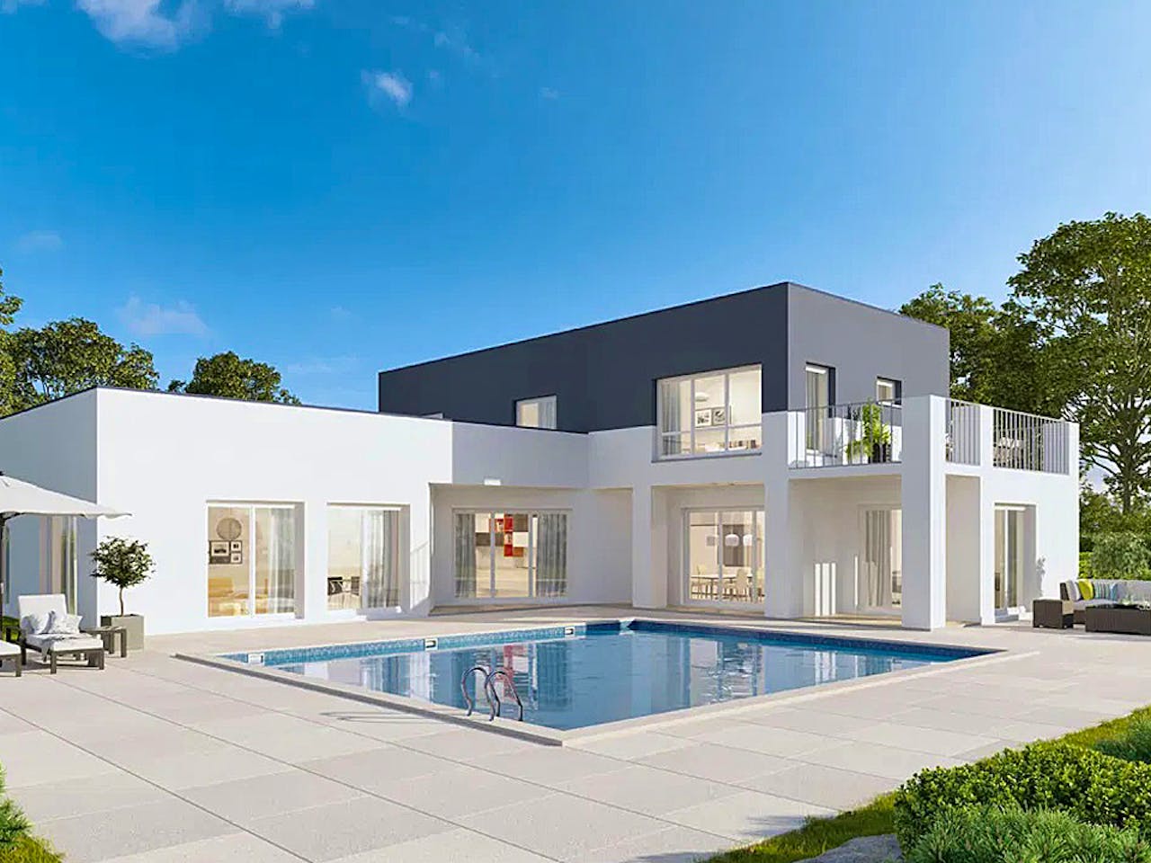 Massivhaus Stadtvilla Fürstenberg von FIBAV Massivhaus, Stadtvilla Außenansicht 1