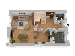 Massivhaus Doppelhaushälfte Fulda von FIBAV Massivhaus, Satteldach-Klassiker Grundriss 1