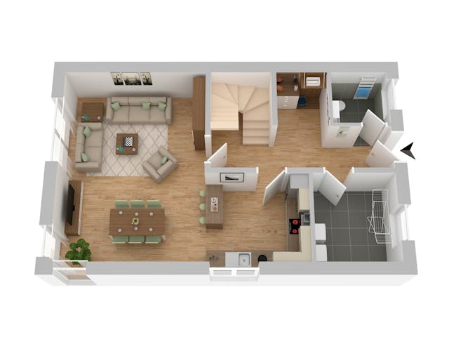 Massivhaus Doppelhaushälfte Fulda von FIBAV Massivhaus, Satteldach-Klassiker Grundriss 1