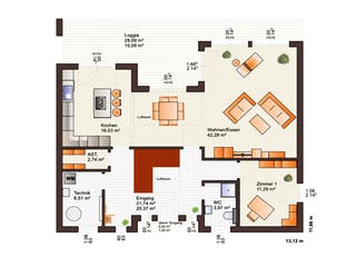 Fertighaus Fine Arts 260 von Bärenhaus Schlüsselfertig ab 383002€, Cubushaus Grundriss 1