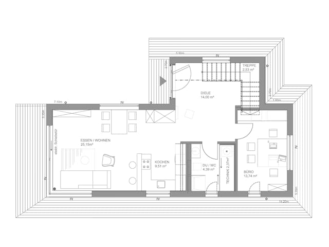 Fertighaus Musterhaus München von LUXHAUS, Cubushaus Grundriss 1