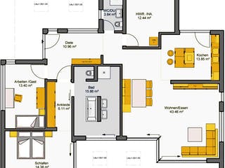 Fertighaus Finess 135 von Büdenbender Hausbau, Bungalow Grundriss 1