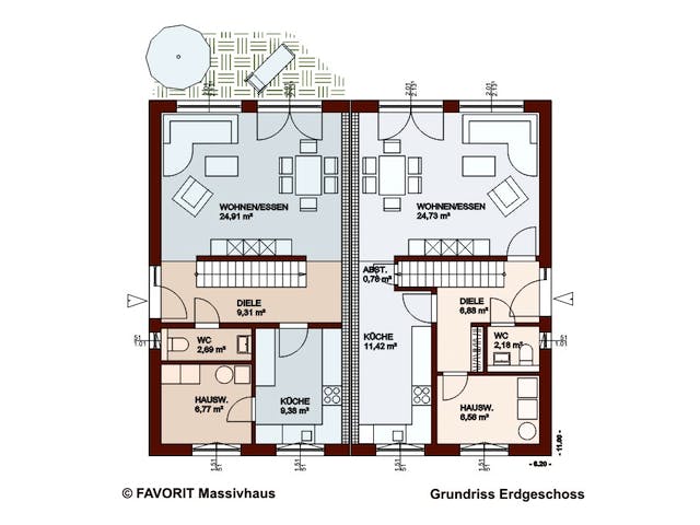 Massivhaus Finesse 104 (inactive) von Favorit Massivhaus, Pultdachhaus Grundriss 1