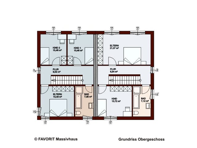 Massivhaus Finesse 107 (inactive) von FAVORIT Massivhaus, Satteldach-Klassiker Grundriss 2